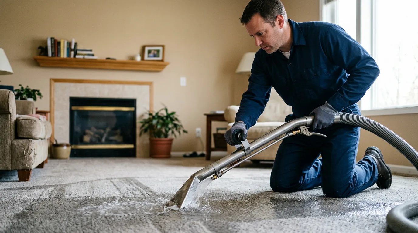 Water damage restoration technician working near Warsaw, NY